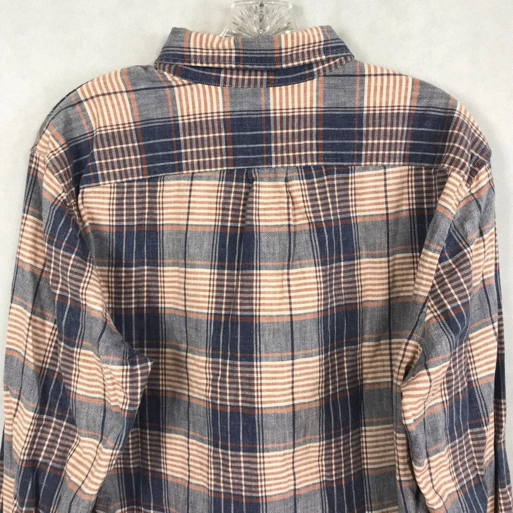 J. Crew‎ Shirt Mens Sz L Homespun Cotton Slim Fit Button Down Blue Plaid